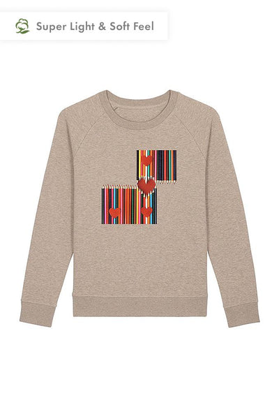Beige Women Love More Graphic Sweatshirt, Medium-weight, from organic cotton blend