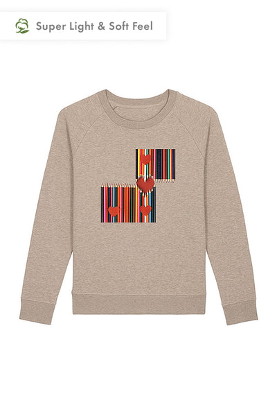 Beige Women Love More Graphic Sweatshirt, Medium-weight, from organic cotton blend