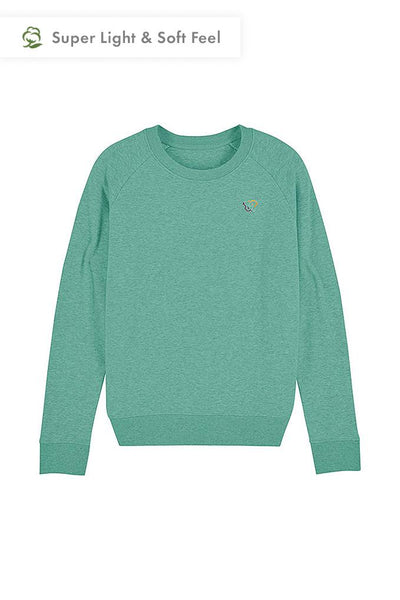 Mint green Women Embroidered Logo Sweatshirt, Medium-weight, from organic cotton blend
