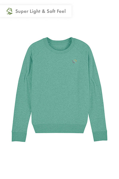 Mint green Women Embroidered Logo Sweatshirt, Medium-weight, from organic cotton blend