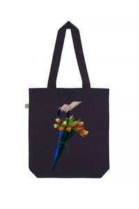 Organic Cotton Tote Bag with Blooming Umbrella print