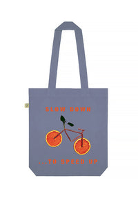 Organic Cotton Tote Bag with Orange Bicycle print