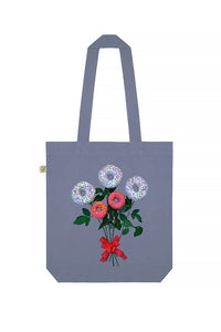 Organic Cotton Tote Bag with Donut Flowers print