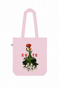 Organic Cotton Tote Bag with Cute Flower Lady Print