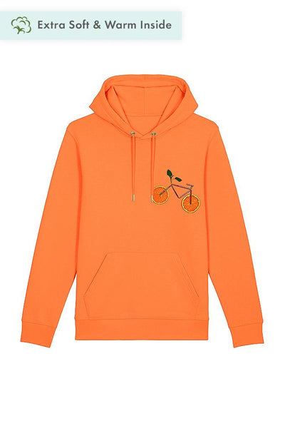 Orange Orange Bicycle Printed Hoodie, Heavyweight, from organic cotton blend, Unisex, for Women & for Men 