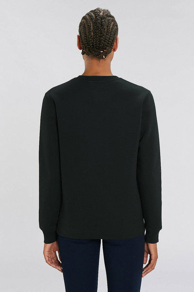 Black Cute Floral Printed Sweatshirt, Heavyweight, from organic cotton blend