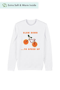 White Orange Bicycle Graphic Sweatshirt, Heavyweight, from organic cotton blend, Unisex, for Women & for Men 