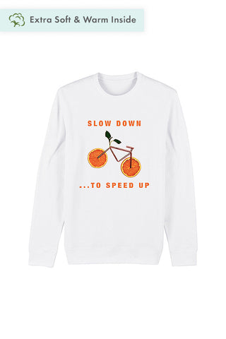White Orange Bicycle Graphic Sweatshirt, Heavyweight, from organic cotton blend, Unisex, for Women & for Men 