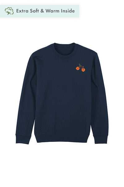 Navy Orange Bicycle Sweatshirt, Heavyweight, from organic cotton blend, Unisex, for Women & for Men 