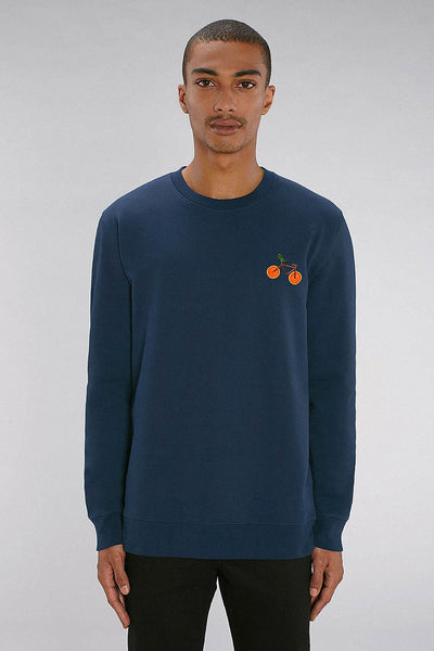 Navy Orange Bicycle Sweatshirt, Heavyweight, from organic cotton blend, Unisex, for Women & for Men 