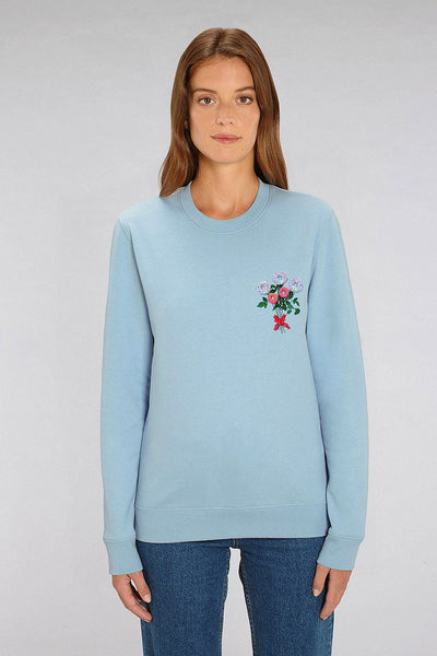 Light blue Donut Flowers Printed Sweatshirt, Heavyweight, from organic cotton blend