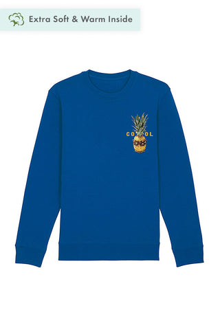 Blue Cool Pineapple Printed Sweatshirt, Heavyweight, from organic cotton blend, Unisex, for Women & for Men 