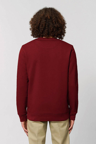 Burgundy Embroidered BHappy Logo Sweatshirt, Heavyweight, from organic cotton blend, Unisex, for Women & for Men 