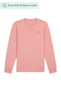 Pink Embroidered BHappy Logo Sweatshirt, Heavyweight, from organic cotton blend, Unisex, for Women & for Men 