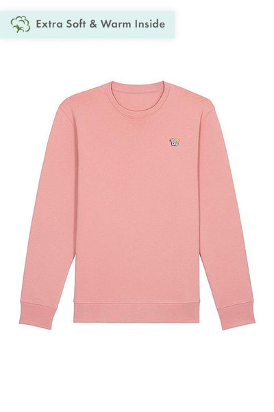 Pink Embroidered BHappy Logo Sweatshirt, Heavyweight, from organic cotton blend, Unisex, for Women & for Men 