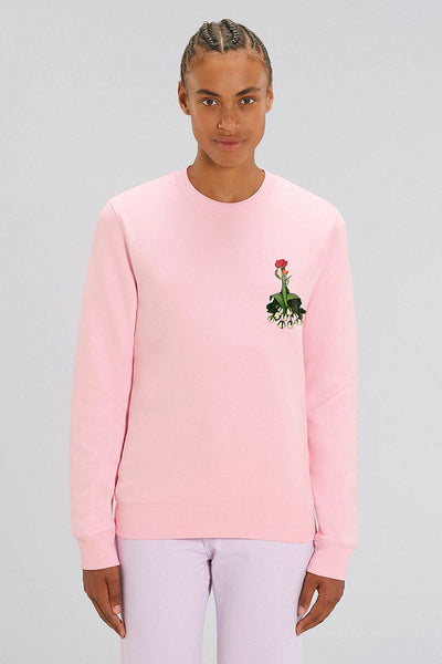 Cotton Pink Cute Floral Printed Sweatshirt, Heavyweight, from organic cotton blend
