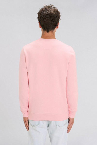 Cotton Pink Two Hands Printed Sweatshirt, Heavyweight, from organic cotton blend, Unisex, for Women & for Men 