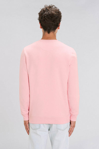 Cotton Pink Two Hands Printed Sweatshirt, Heavyweight, from organic cotton blend, Unisex, for Women & for Men 