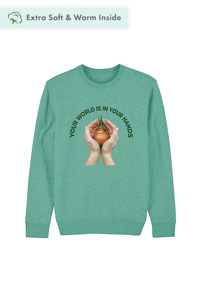 Mint green Your World Graphic Sweatshirt, Heavyweight, from organic cotton blend, Unisex, for Women & for Men 
