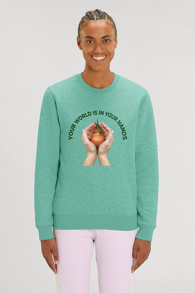 Mint green Your World Graphic Sweatshirt, Heavyweight, from organic cotton blend, Unisex, for Women & for Men 