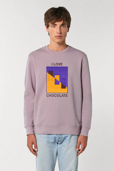 Lilac purple Chocolate Love Graphic Sweatshirt, Heavyweight, from organic cotton blend, Unisex, for Women & for Men 