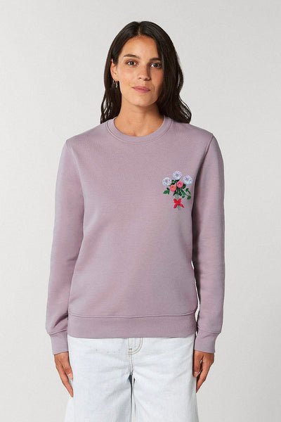 Lilac purple Donut Flowers Printed Sweatshirt, Heavyweight, from organic cotton blend