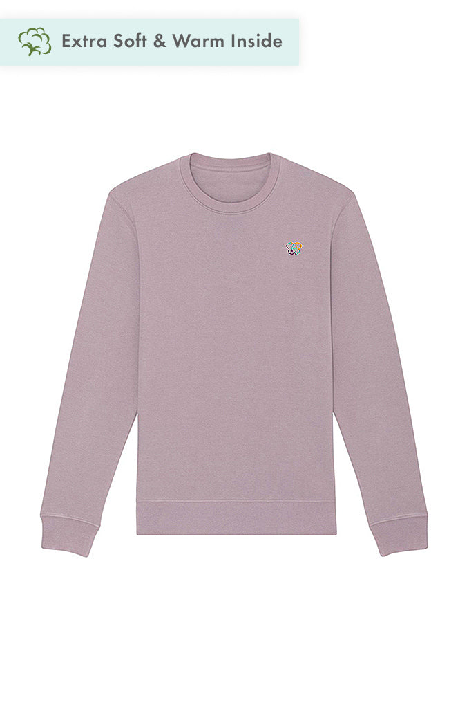 Lilac purple Embroidered BHappy Logo Sweatshirt, Heavyweight, from organic cotton blend, Unisex, for Women & for Men 