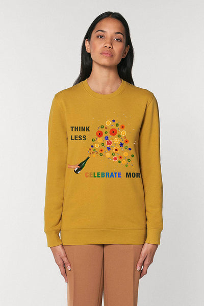 Yellow Celebrate Graphic Sweatshirt, Heavyweight, from organic cotton blend, Unisex, for Women & for Men 