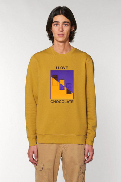 Yellow Chocolate Love Graphic Sweatshirt, Heavyweight, from organic cotton blend, Unisex, for Women & for Men 