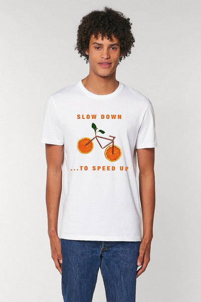 White Orange Bicycle Graphic T-Shirt, 100% organic cotton, Unisex, for Women & for Men 
