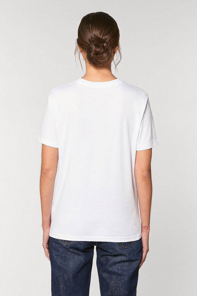 White Orange Bicycle Crew Neck T-Shirt, 100% organic cotton, Unisex, for Women & for Men 