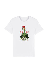 White Women Cute Floral Graphic T-Shirt, 100% organic cotton