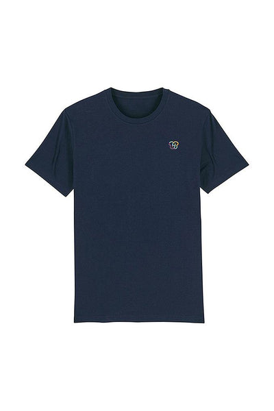 Navy BHappy Logo Crew Neck T-Shirt, 100% organic cotton, Unisex, for Women & for Men 