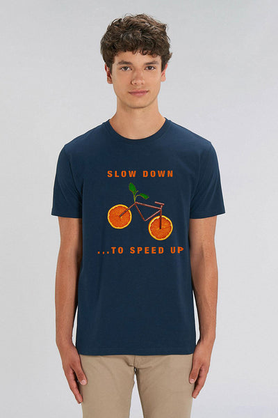 Navy Orange Bicycle Graphic T-Shirt, 100% organic cotton, Unisex, for Women & for Men 