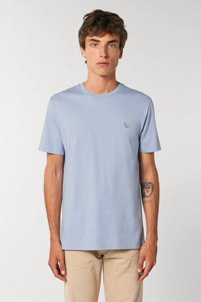 Light blue BHappy Logo Crew Neck T-Shirt, 100% organic cotton, Unisex, for Women & for Men 