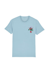 Light blue Women Donut Flowers Graphic T-Shirt, 100% organic cotton