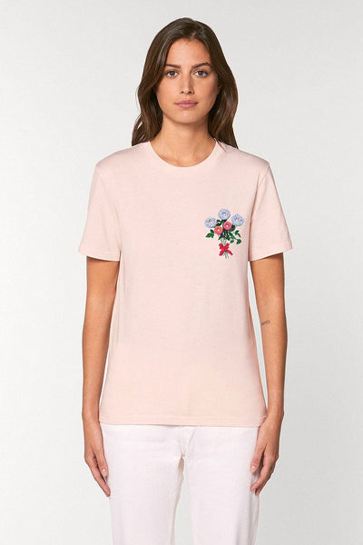 Light Pink Women Donut Flowers Graphic T-Shirt, 100% organic cotton