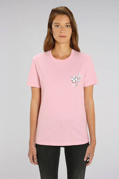 Cotton Pink BHappy Logo Crew Neck T-Shirt, 100% organic cotton, Unisex, for Women & for Men 