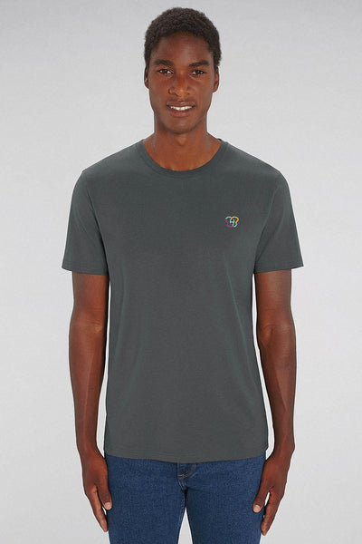 Dark grey BHappy Logo Crew Neck T-Shirt, 100% organic cotton, Unisex, for Women & for Men 
