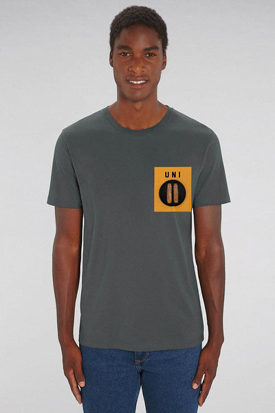 Dark grey Men Unicorn Crew Neck T-Shirt, 100% organic cotton