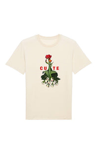 Beige Women Cute Floral Graphic T-Shirt, 100% organic cotton
