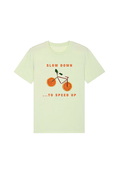 Light green Orange Bicycle Graphic T-Shirt, 100% organic cotton, Unisex, for Women & for Men 