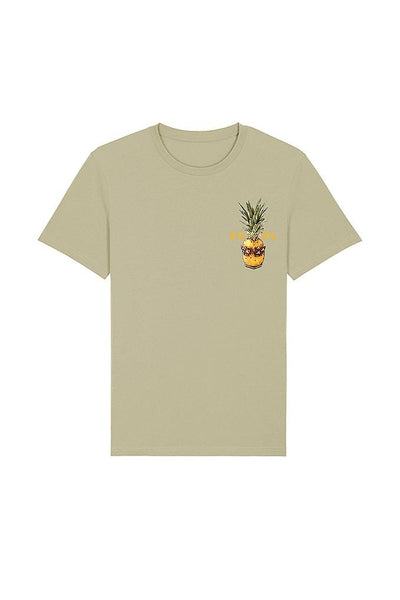 Sage green Cool Pineapple Crew Neck T-Shirt, 100% organic cotton, Unisex, for Women & for Men 