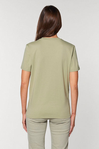 Sage green Orange Bicycle Crew Neck T-Shirt, 100% organic cotton, Unisex, for Women & for Men 