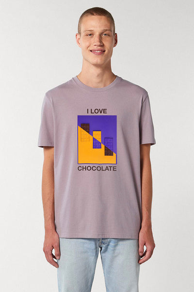 Lilac purple Chocolate Love Graphic T-Shirt, 100% organic cotton, Unisex, for Women & for Men 