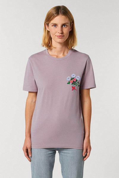 Lilac purple Women Donut Flowers Graphic T-Shirt, 100% organic cotton