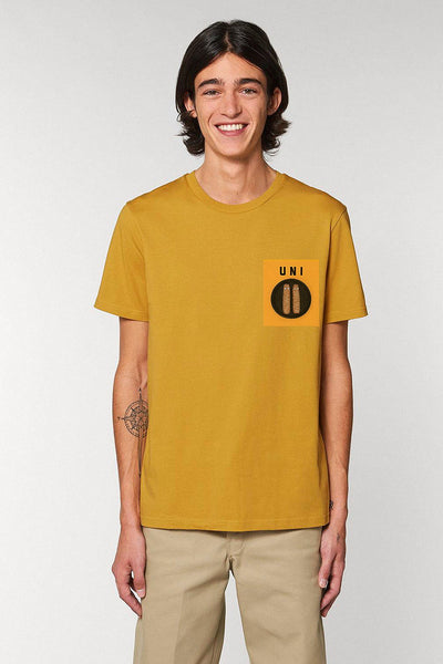 Yellow Men Unicorn Crew Neck T-Shirt, 100% organic cotton