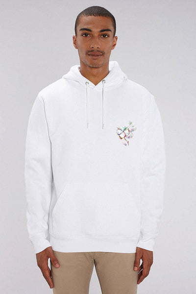 White Organic Cotton Printed Hoodie, Heavyweight, from organic cotton blend, Unisex, for Women & for Men 