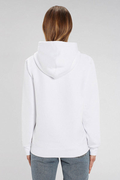 White Love Heart Graphic Hoodie, Heavyweight, from organic cotton blend