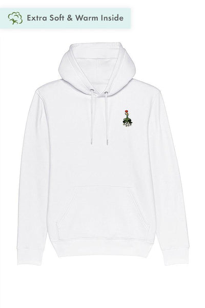 White Floral Printed Hoodie, Heavyweight, from organic cotton blend